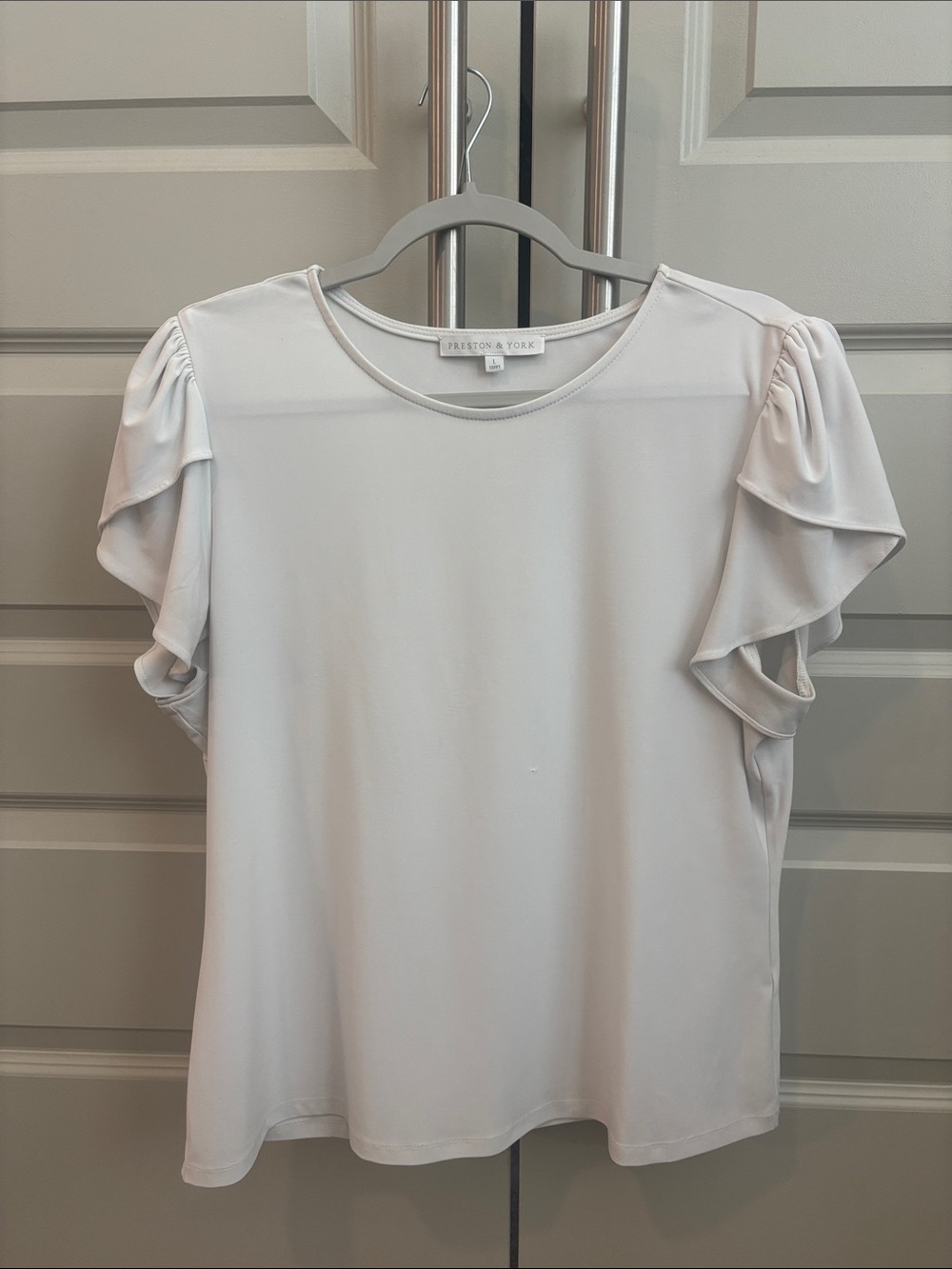Preston & York Light Cream Ruffle Sleeve Blouse